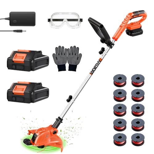 Battery Powered Weed Wacker Cordless Lightweight for Seniors & Small Lawns - color: Orange