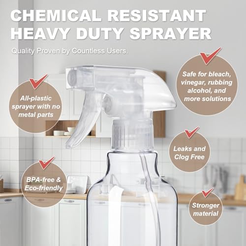 Plastic Spray Bottles (2-Pack, 16.9 Oz) Heavy Duty Spraying, Mist & Stream - style: Clear, 2-Pack