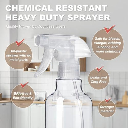 Plastic Spray Bottles (2-Pack, 16.9 Oz) Heavy Duty Spraying, Mist & Stream - style: Clear, 2-Pack