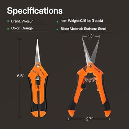 VIVOSUN 6.5 Inch Garden Scissors, Orange Pruning Shears for plants, 3-Pack - style: Orange Straight Blade