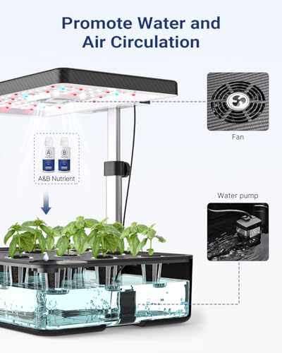 iDOO 12Pods Hydroponics Growing System Garden with LED Grow Light - size: 12Pods