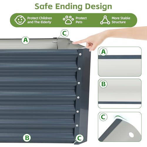 Raised Garden Bed, 4x2x1.86ft, Grey - color: Gray, size: 4×2×2FT(1pcs)