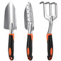 Garden Tool Set, 3 Pack Aluminum Heavy Gardening Kit Including Hand Shovel, Transplant Shovel and Hand Rake for Planting, Digging, Weeding - color: Orange