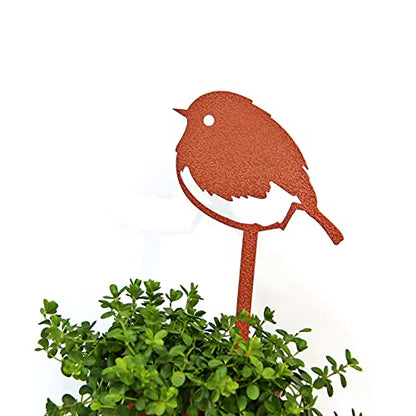 Chickadee Metal Garden Plant Stake for Flower Pots