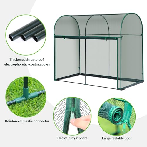 Ohuhu Crop Cages for Garden Plant: 6x3x5 Ft Tent Cage, Plant Netting Cover with Zipper, Garden Bed Cover, Plant Cover from Animal Wind-Resistant Garden Cage for Fruit Vegetable Flower - size: 6' x 3' x 5'