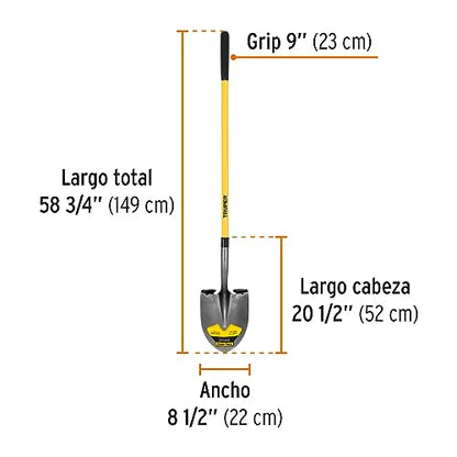 TRUPER PRL-F Long Handle Round Point Shovels Fiberglass 58" (147Cm)