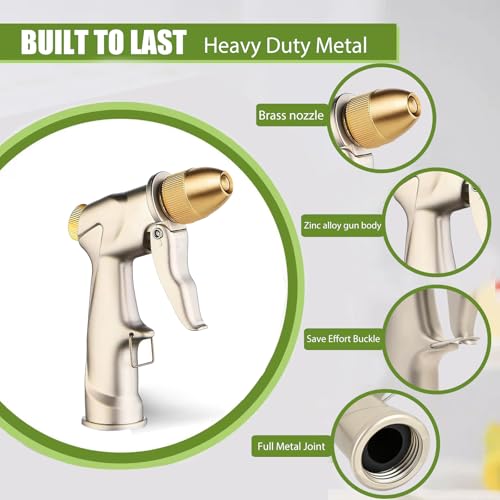 Heavy Duty Metal Hose Nozzle, High Pressure Garden Hose Nozzle