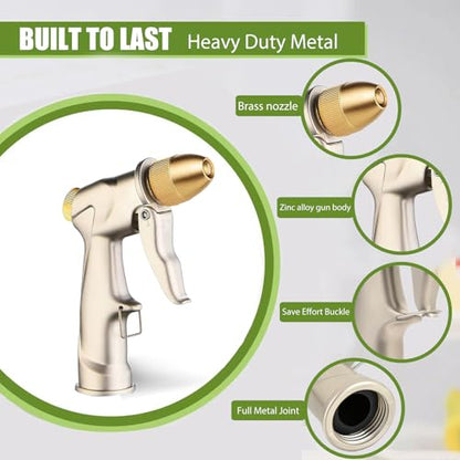 Heavy Duty Metal Hose Nozzle, High Pressure Garden Hose Nozzle