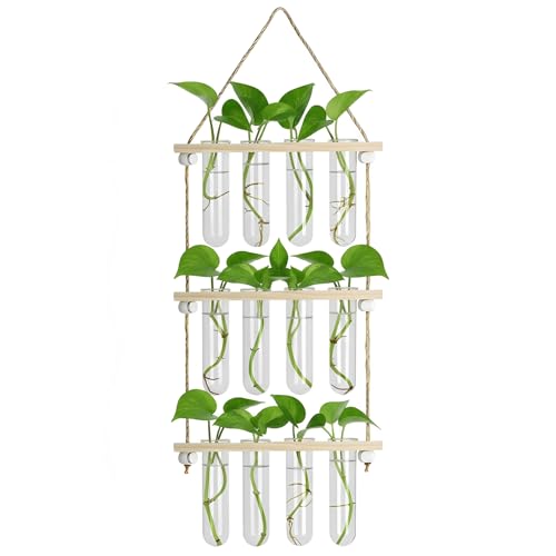 12 Tubes Hanging Plant Propagation Station,Hydroponic 3 Tiered Wall Planter