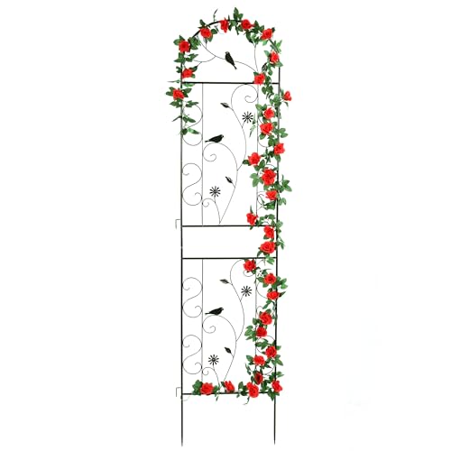 86.5" x 19.7" Metal Garden Trellis Outdoor for Climbing Plants, Black - color: 1 Pack - Arched - 86.5" x 19.7"-Black