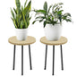 Plant Stand Indoor 2 Pack: Plant Table 14'' Wooden & Metel Plants Stool - color: Burlywood, size: 14"&14"