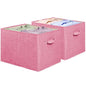 Simple Houseware 15" x 13" Foldable Fabric Storage Bin with Handles, Pink - color: Pink