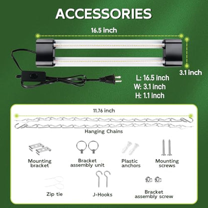 Hlite LED Grow Light 16 inch, Hanging Full Spectrum Linkable 2 Pack - color: Pinkish White, size: 2 x 20W SWITCH