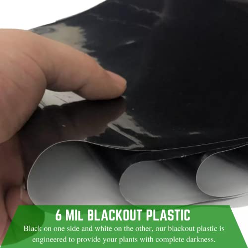 Farm Plastic Supply - Panda Film Light Deprivation Greenhouse Cover - 6 mil - (24' x 50') - 100% Blackout Tarp, Black White Plastic Sheeting, Green House Poly Film - size: 24' x 50'