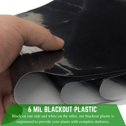 Farm Plastic Supply - Panda Film Light Deprivation Greenhouse Cover - 6 mil - (16' x 50') - 100% Blackout Tarp, Black White Plastic Sheeting, Green House Poly Film - size: 16' x 50'