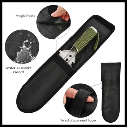 9‑in‑1 Mini Camping Shovel, Ultralight Backpacking Trowel Multitool - color: silver