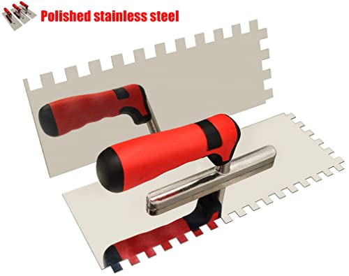 Stainless Steel Tile Tools Set 3PC, Trowel Concrete Tool, Notched Trowel