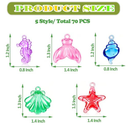 70 PCS Seashells Ocean Sensory Bin Filler, Mini Resin Animal Figures - style: Mini Seashells(70 Pieces)