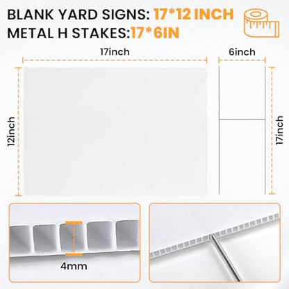 15 Pack Yard Signs,Metal Stakes, 17 x 12 Inches, Corrugated Plastic Board - size: 15 Pack
