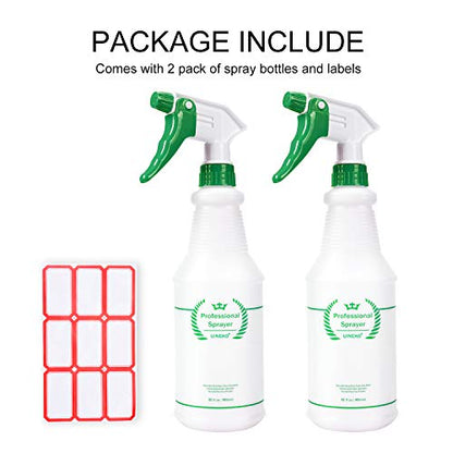 Plastic Spray Bottles 2 Pack, 32 Oz, Heavy Duty Sprayer, All-Purpose, Green - color: Green