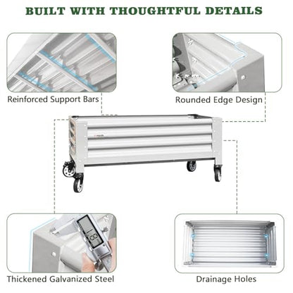 Anleolife Low-Profile Elevated Raised Garden Bed, Antique White - color: Antique White, size: 48x24x22 in