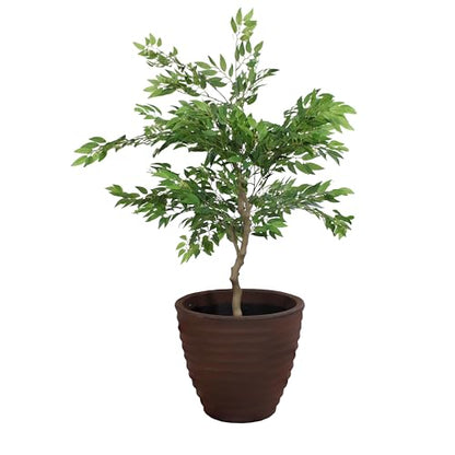 Sunnydaze Ribbed 16-Inch Double-Walled Outdoor Plant Pot - Rust - size: 16 in