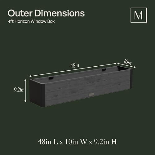 Mayne Horizon 48in Rectangular Window Box Planter, Charcoal - size: 48in