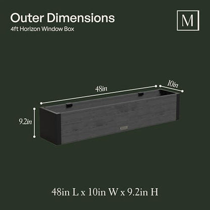 Mayne Horizon 48in Rectangular Window Box Planter, Charcoal - size: 48in