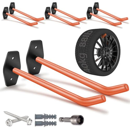 8 Pack 10-Inch Tire Wall Mount, Heavy Duty Garage Hooks, Orange - color: 8 Pack – Orange