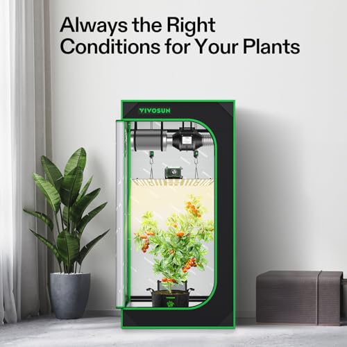 VIVOSUN 2x2ft Grow Tent Kit with 100W Full Spectrum LED Grow Light - size: 24"x24"x48"