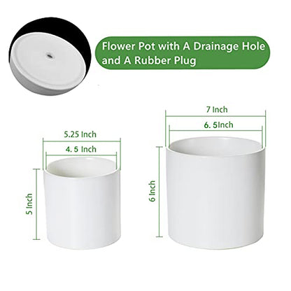 Nihow Plant Pots with Statues/Drainage for Indoor Plants, 5 & 7 Inch,White - color: White E2