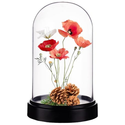 AHANDMAKER Acrylic Display Dome Case Cloche Globe, 3X4 Black Base Crystal Dome Bell Jar Display Case for Figures Flowers Plants Bouquets Photos Medals Tabletop Wedding Decorations