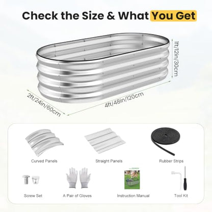 Galvanized Raised Garden Bed Outdoor, 4x2x1FT Planter Box, Silver - color: Silver, size: 4x2x1FT(2PCS)