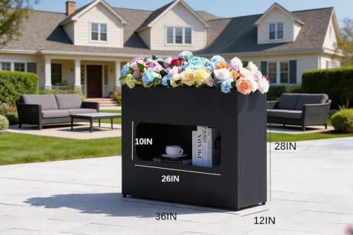 Metal Outdoor Planter Box 36INx12INx28IN - color: Black