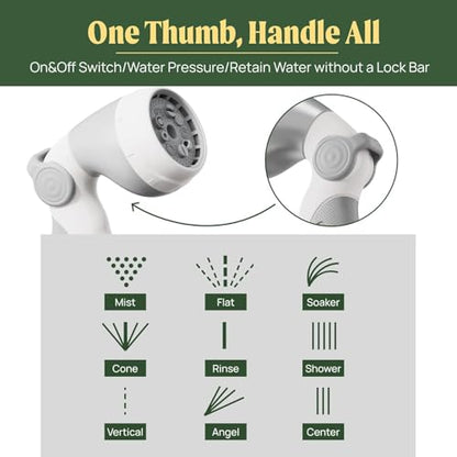Vego Garden Hose Reel Retractable Hi-Flow Wall Mounted Hose Reel Automatic Rewind, Any Length Lock with 9 Patterns Sprayer Nozzle, Quick Connector and Adjustable shot Nozzle (Cloud White, 82ft) - color: Cloud White, size: 82ft
