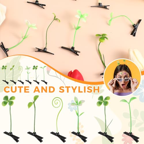 30 Pcs Bean Sprout Hair Clips Plant Styles,Greenery - style: Greenery