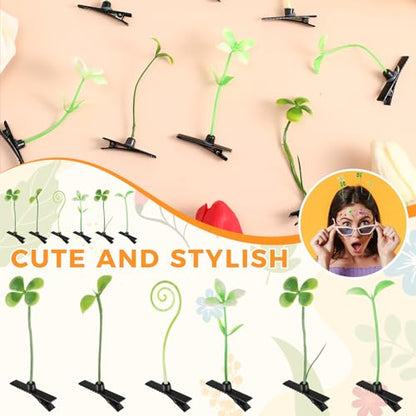 30 Pcs Bean Sprout Hair Clips Plant Styles,Greenery - style: Greenery