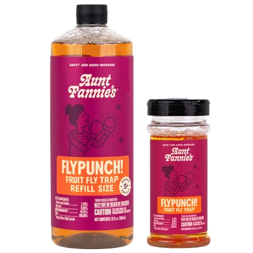 Aunt Fannie's FlyPunch Fruit Fly Trap Bundle, 6 oz + 32 oz Refill