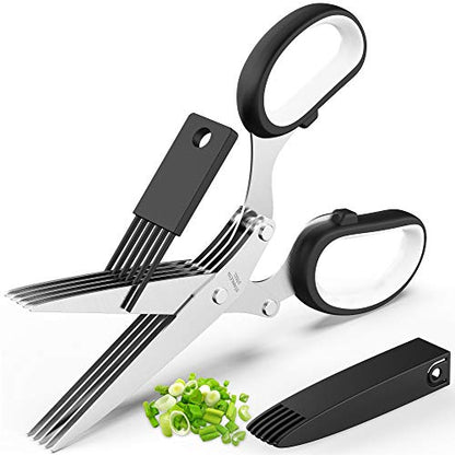 Herb Scissors with 5 Blades and Cover, New Kitchen Gadget 2026 - color: Black