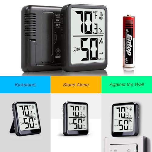 2 Pack Room Thermometer Indoor Hygrometer Digital Humidity Meter - color: Black - Upgraded Version, size: 2 - Pack