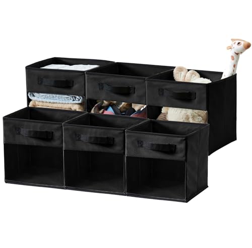 DECOMOMO Storage Bins, Cube Storage Bin with Window - color: Black, size: Cube 11" / 6pcs