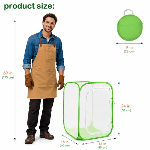 Pop-up Mesh Plant Cage Tent for Garden Pest Protection (16" x 16" x 24") - size: 16" x 16" x 24"