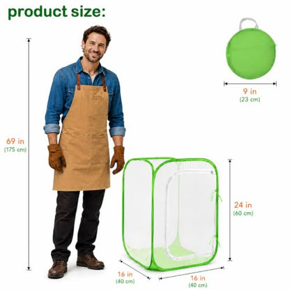 Pop-up Mesh Plant Cage Tent for Garden Pest Protection (16" x 16" x 24") - size: 16" x 16" x 24"