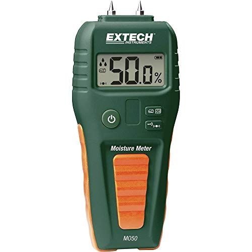 Extech MO50 Compact Pin Moisture Meter - Digital Water Leak Detector for Wood and Building Materials - Audible Alert, Moisture Drop Icons, Self-Test Cap - Handheld Tool - color: MO50