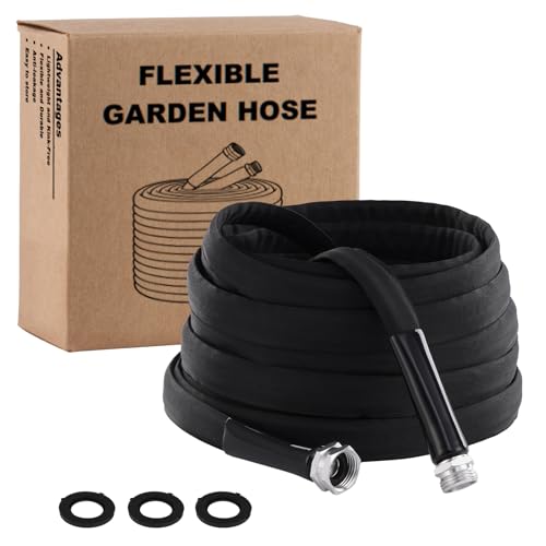 Garden Hose 50ft Non-Expandable Lightweight,Premium Flexible, Kink-Resistant Design, Extra Durable & Leakproof with Solid Fittings, Easy Coil Storage for Car, Lawn, Pet & Outdoor Using (50FT) - size: 50FT