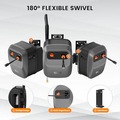 Giraffe Tools Grandfalls Retractable Wall Mount Pressure Washer G20B, 65FT