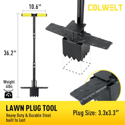 Colwelt Sod Plugger Tool Square, Grass Plug Tool for Lawn, Sod Cutter Hand