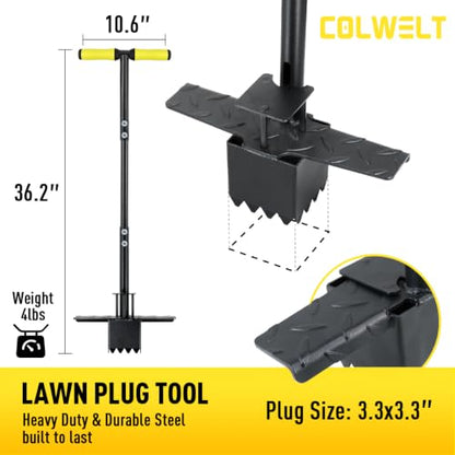 Colwelt Sod Plugger Tool Square, Grass Plug Tool for Lawn, Sod Cutter Hand