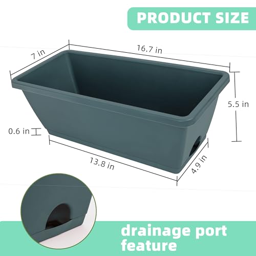 LOCONHA 7 Pack Window Box Planter, Plastic Vegetable Flower Planters Boxes - color: Army Green