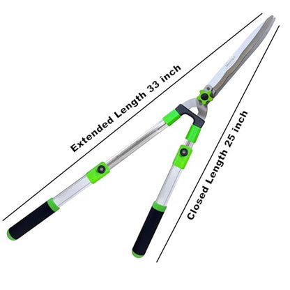 Garden Hedge Shears for Trimming Borders, Extendable Handle Clippers & Shears, Pruning Trimmers with Wavy Blade, Professional Bush Cutter, Gardening Pruners Scissors